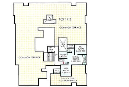Floor plan of 2 BHK 619 Sq. Ft. Apartment in Akruti Audumber Plaza, Pune