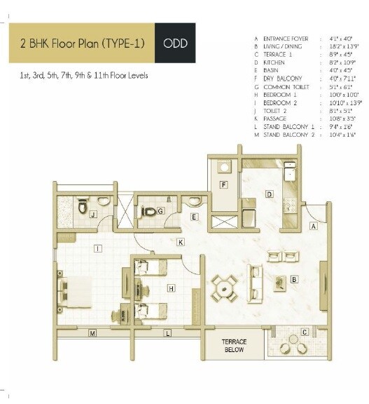 Floor plan of 1 BHK 650 Sq. Ft. Apartment in Akshar Elementa, Pune