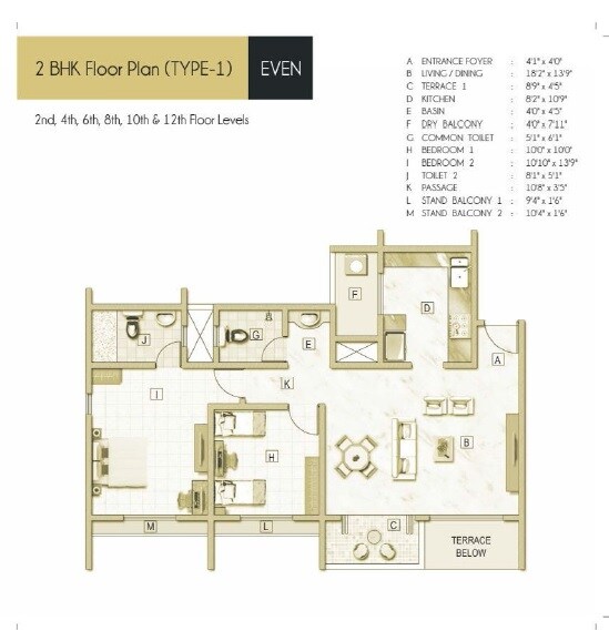 Floor plan of 2 BHK 667 Sq. Ft. Apartment in Akshar Elementa, Pune