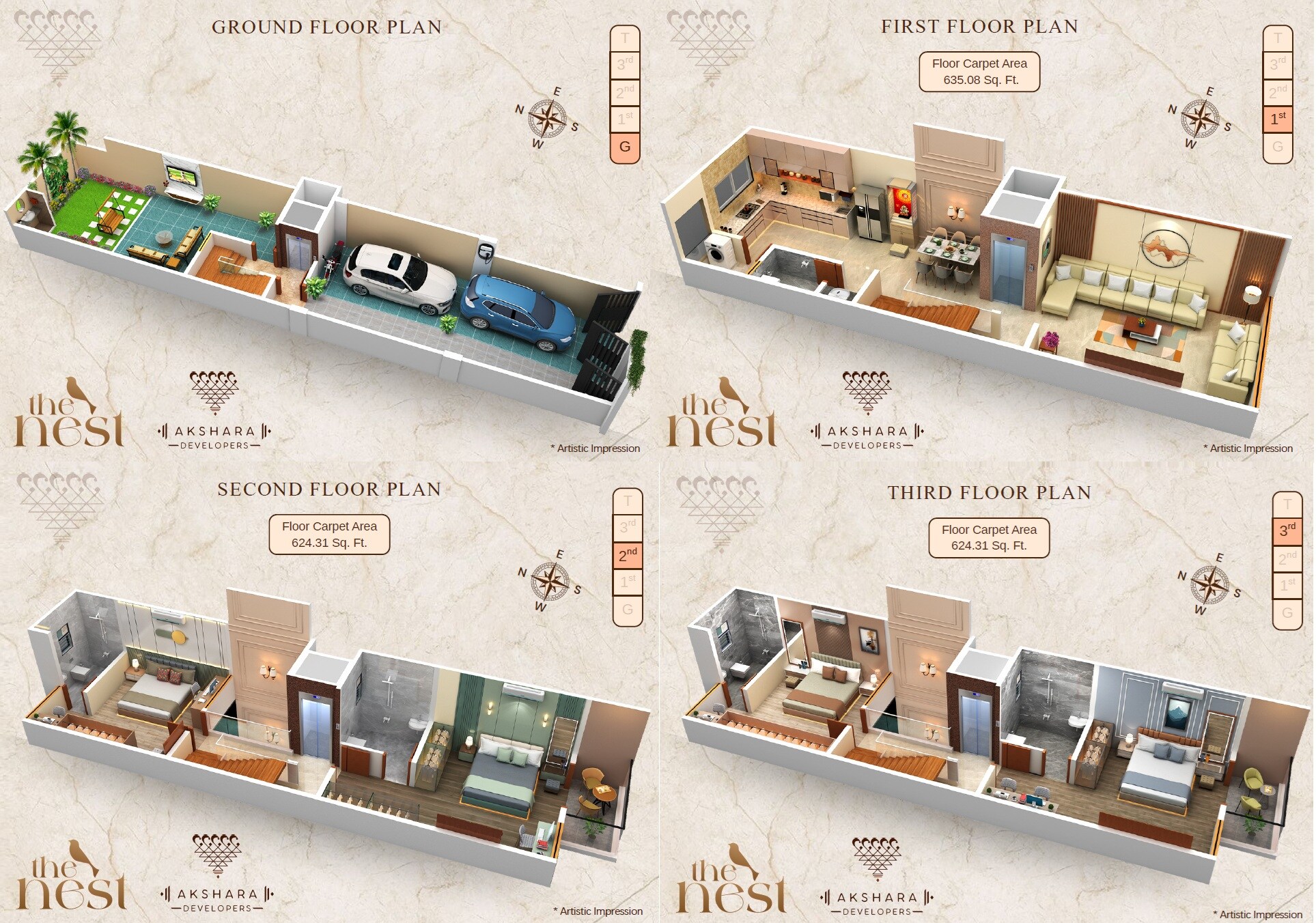 Floor plan of 4 BHK 2090 Sq. Ft. Villa in Akshara The Nest, Pune