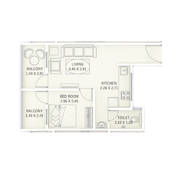 1 BHK 354 Sq. Ft. Apartment in Akshay Samruddhi