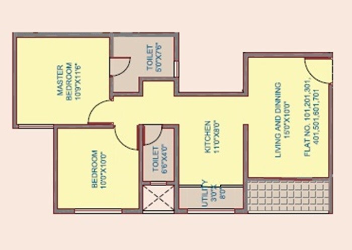 Floor plan of 2 BHK 747 Sq. Ft. Apartment in Alankar Audumbar Green, Pune