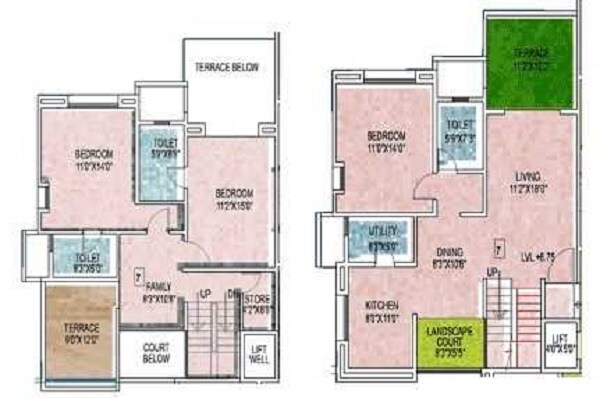 Floor plan of 3 BHK 2088 Sq. Ft. Apartment in Alliance Babylon, Pune