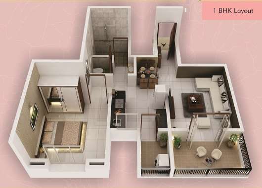 1 BHK 654 Sq. Ft. Apartment in Alliance Nisarg Pink Lily