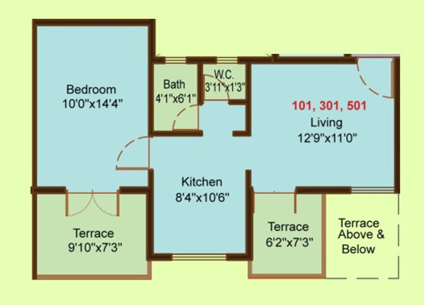 1 BHK 554 Sq. Ft. Apartment