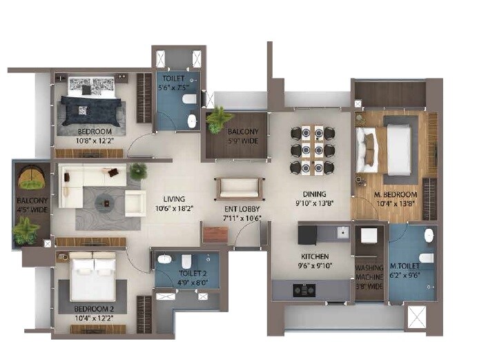 3 BHK 1178 Sq. Ft. Apartment