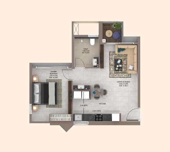 1 BHK 502 Sq. Ft. Apartment