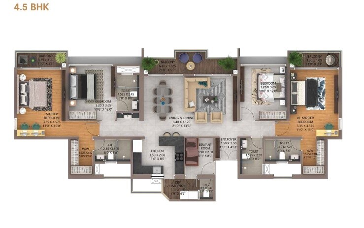 4 BHK 1538 Sq. Ft. Apartment