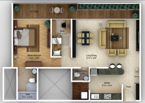 1 BHK 653 Sq. Ft. Apartment