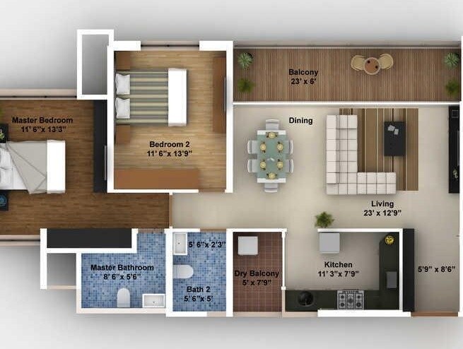 Other, amanora-gateway-towers 2 Bedroom 755 Sq.Ft. Apartment In Amanora Park Town Pune 9258657