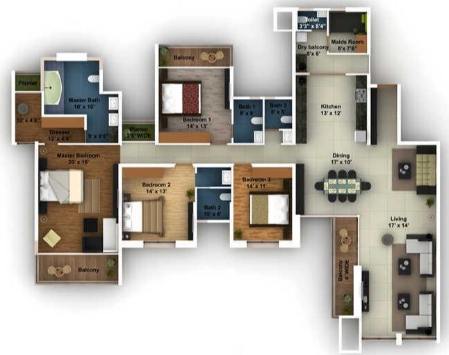 4 BHK 1461 Sq. Ft. Apartment