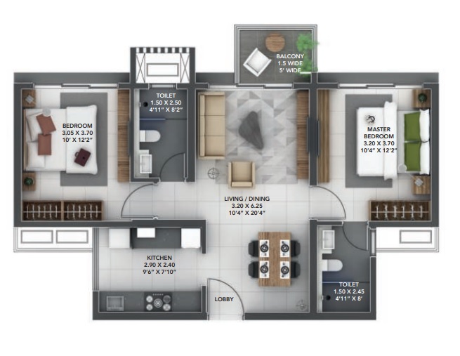 amanora gold towers apartment 1 bhk 592sqft 20224214114237