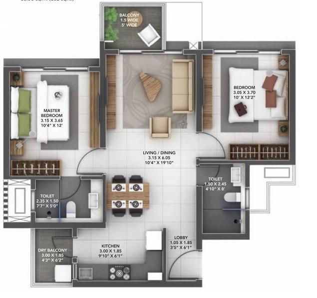 amanora gold towers apartment 2 bhk 579sqft 20222514112519