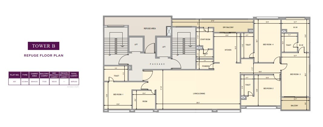 Floor plan of 4 BHK 2876 Sq. Ft. Apartment in Amar Oasis, Pune