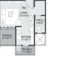 Floor plan of 315 Sq. Ft. Studio in Siddh Amara, Pune
