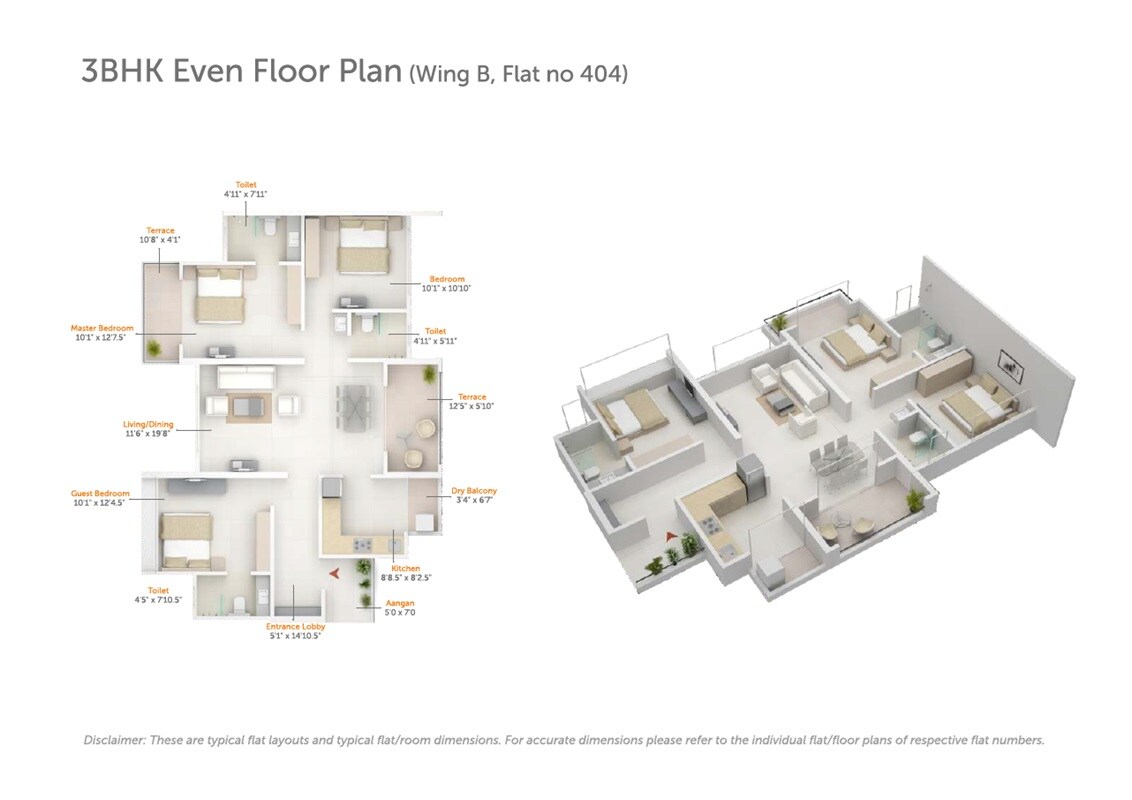 Floor plan of 3 BHK 1021 Sq. Ft. Apartment in AMIS Pranam Towers, Pune