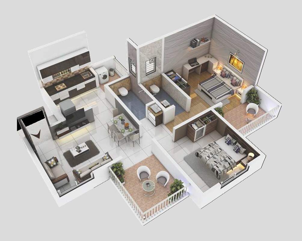 Floor plan of 2 BHK 527 Sq. Ft. Apartment in Anand Gold Cliff, Pune