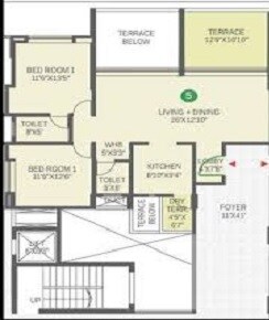 Floor plan of 2 BHK 1387 Sq. Ft. Apartment in Anand The Turf, Pune