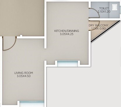 Floor plan of 338 Sq. Ft. Studio in Anand Vishwaraj Residency, Pune