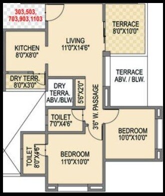 2 BHK 797 Sq. Ft. Apartment