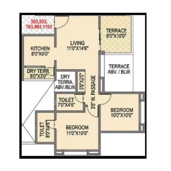 2 BHK 797 Sq. Ft. Apartment