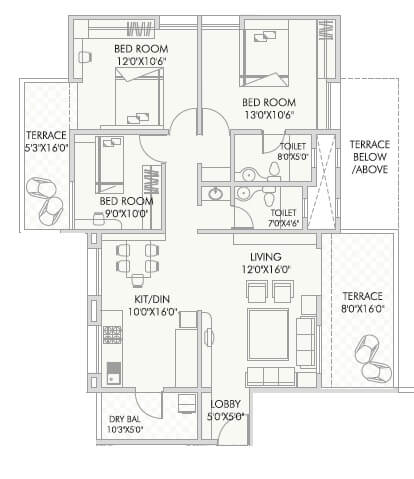 Floor plan of 2 BHK 651 Sq. Ft. Apartment in Anandtara Silicon Bay, Pune