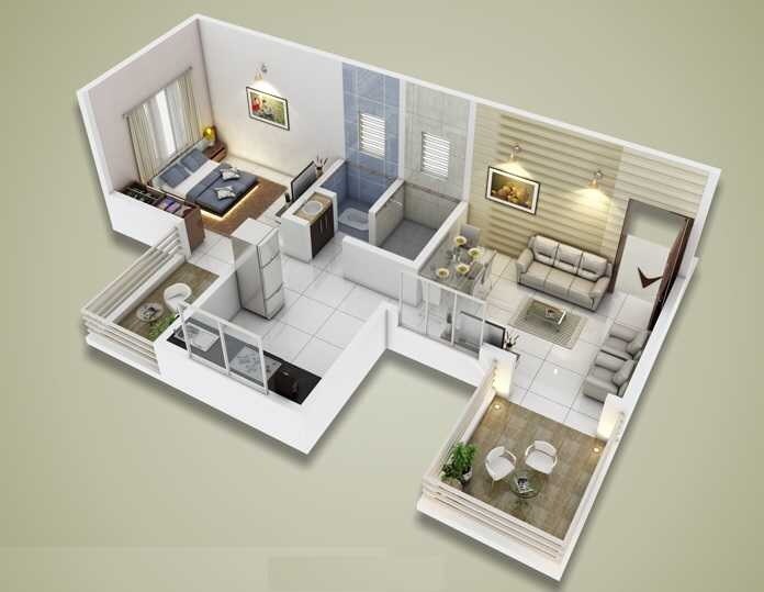 Floor plan of 1 BHK 657 Sq. Ft. Apartment in Anant Prayag Landbreeze, Pune
