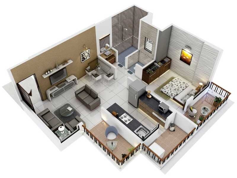 Floor plan of 1 BHK 424 Sq. Ft. Apartment in Angal Nakshatra, Pune