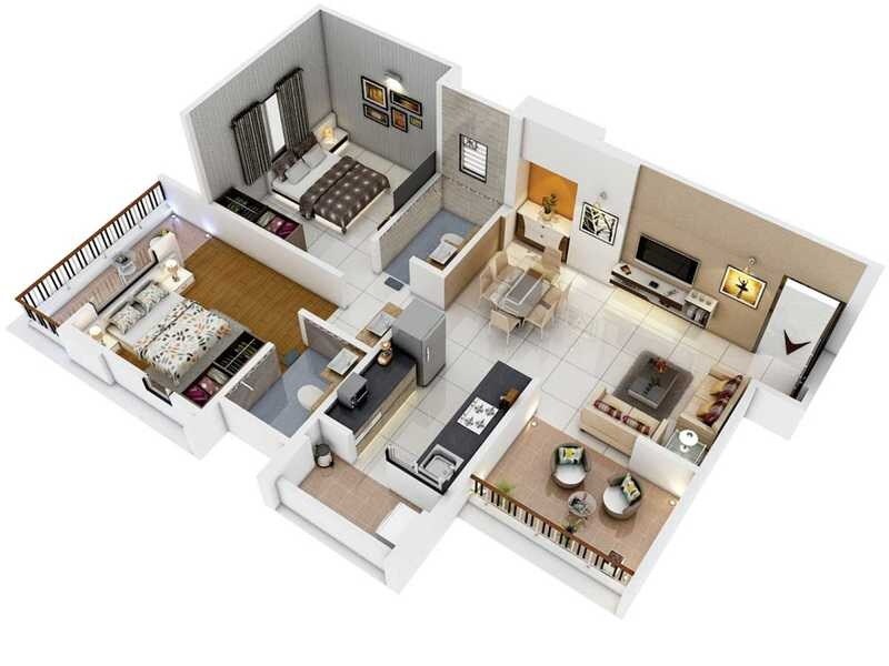 Floor plan of 2 BHK 588 Sq. Ft. Apartment in Angal Nakshatra, Pune