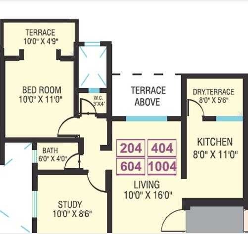 1 BHK 795 Sq. Ft. Apartment