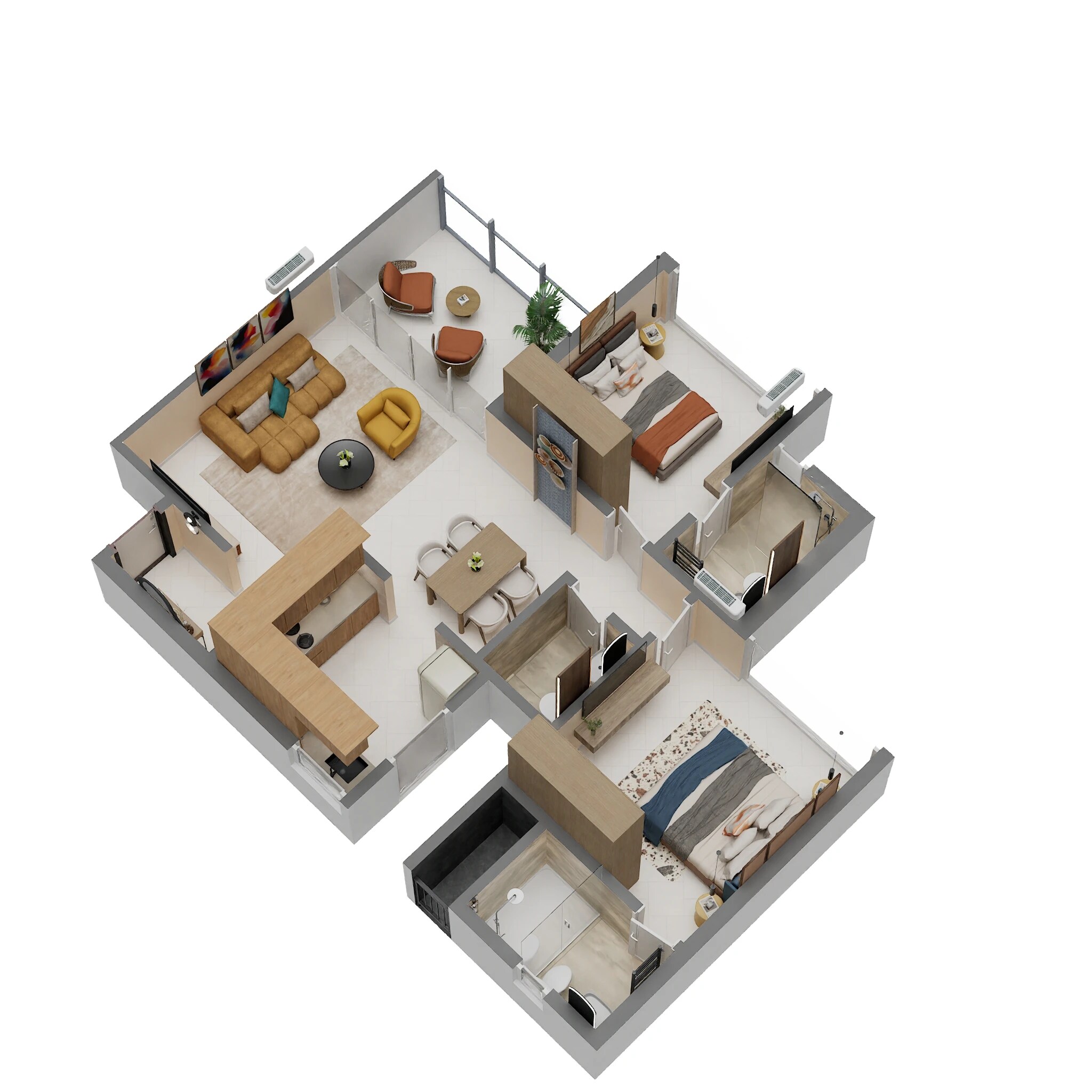 Floor plan of 2 BHK 841 Sq. Ft. Apartment in ANP Ultimus, Pune