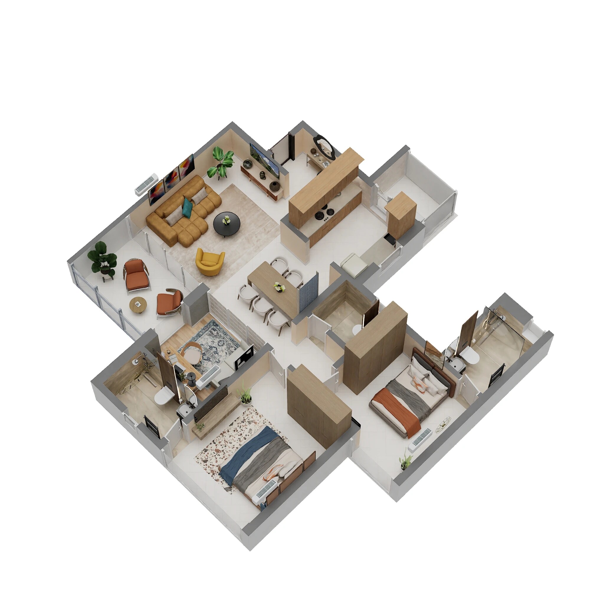 Floor plan of 2 BHK 960 Sq. Ft. Apartment in ANP Ultimus, Pune