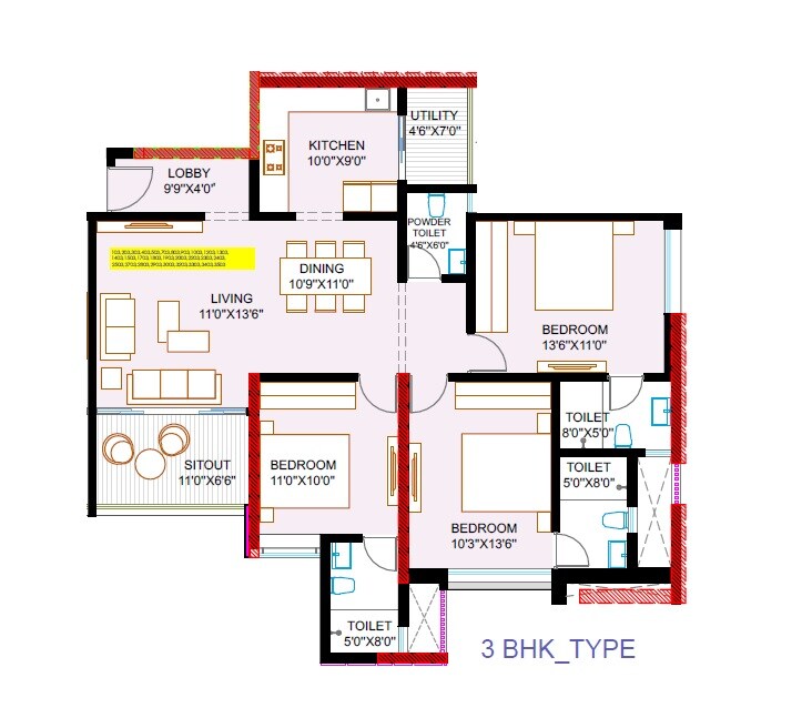 3 BHK 1148 Sq. Ft. Apartment