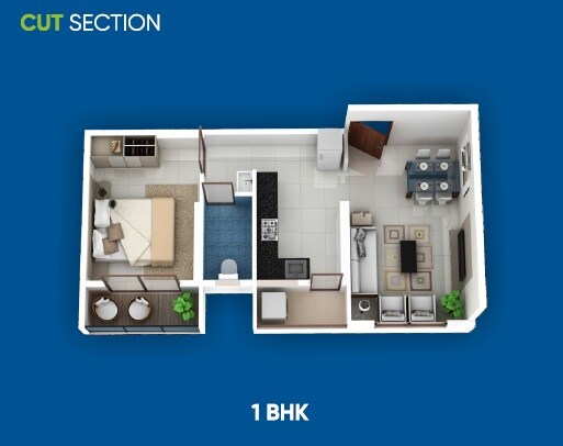 Floor plan of 1 BHK 456 Sq. Ft. Apartment in Anshul Ira, Pune
