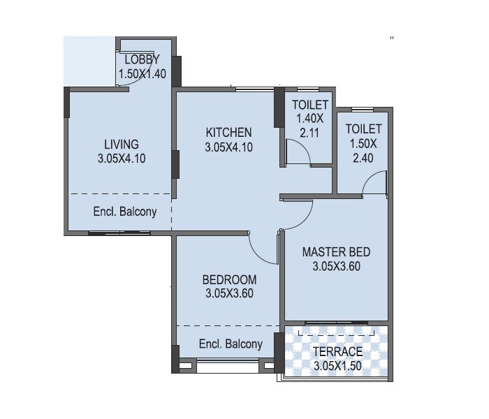 2 BHK 561 Sq. Ft. Apartment
