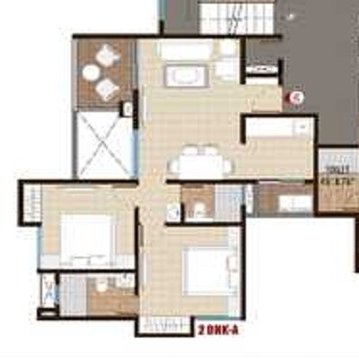 Floor plan of 2 BHK 1140 Sq. Ft. Apartment in Anshul Mithila, Pune