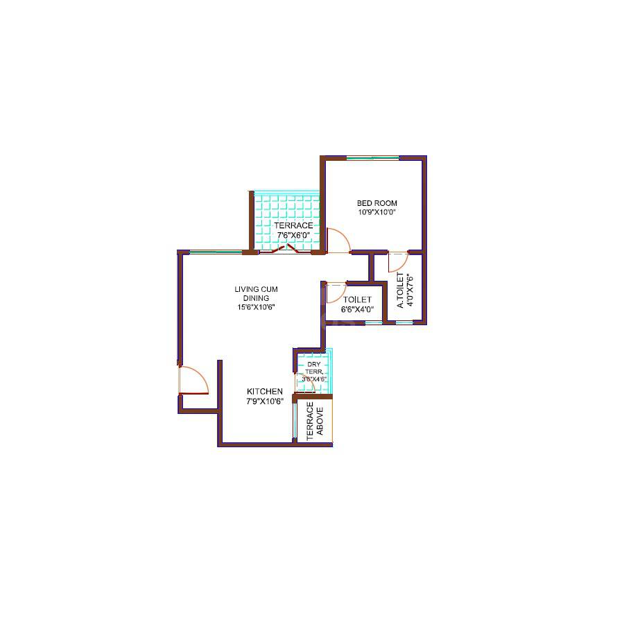Floor plan of 1 BHK 562 Sq. Ft. Apartment in APB Akshay Galaxy, Pune