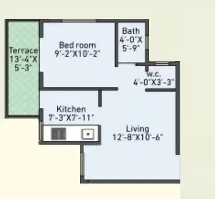 Floor plan of 1 BHK 327 Sq. Ft. Apartment in Apex Love Spring Pune, Pune