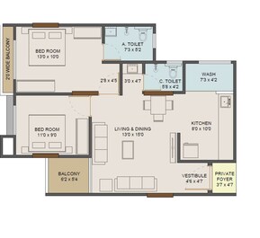 2 BHK 735 Sq. Ft. Apartment in Apex Vedantaa