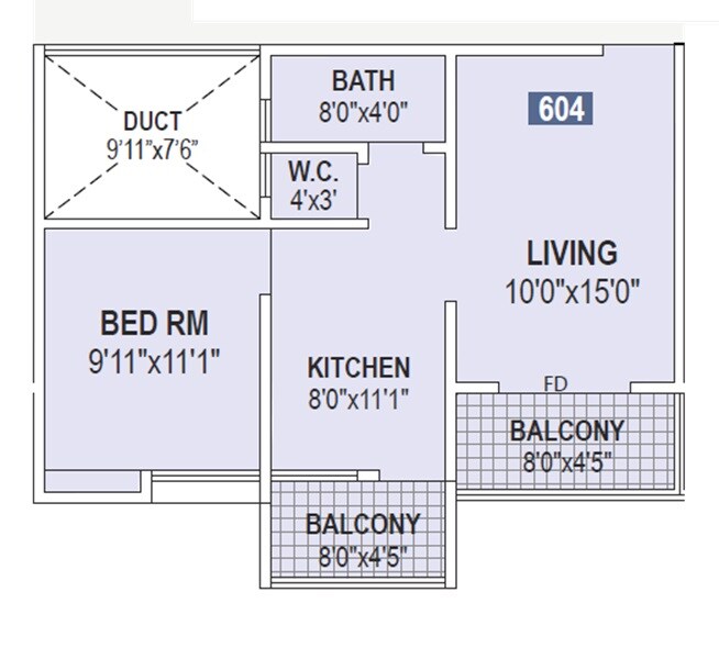 Floor plan of 1 BHK 446 Sq. Ft. Apartment in AR The Ace, Pune