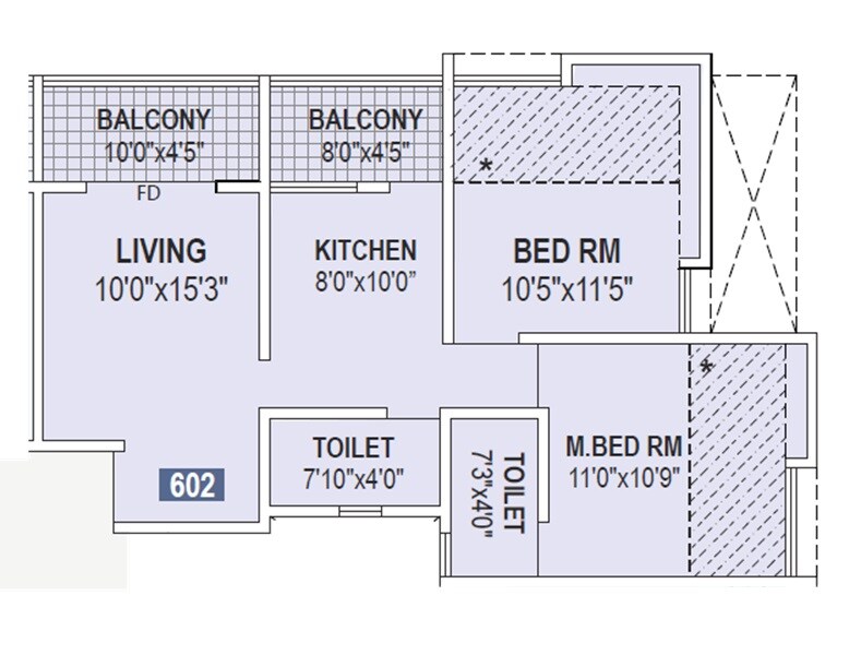 Floor plan of 2 BHK 475 Sq. Ft. Apartment in AR The Ace, Pune