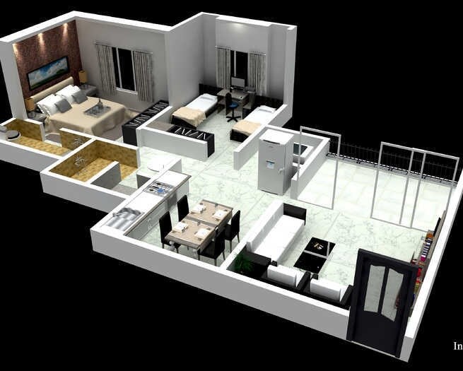 Floor plan of 2 BHK 923 Sq. Ft. Apartment in Arihant Elegent Residency Phase II, Pune