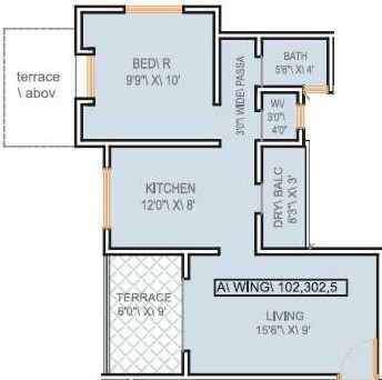 Floor plan of 1 BHK 495 Sq. Ft. Apartment in Arihant Golden Rays, Pune