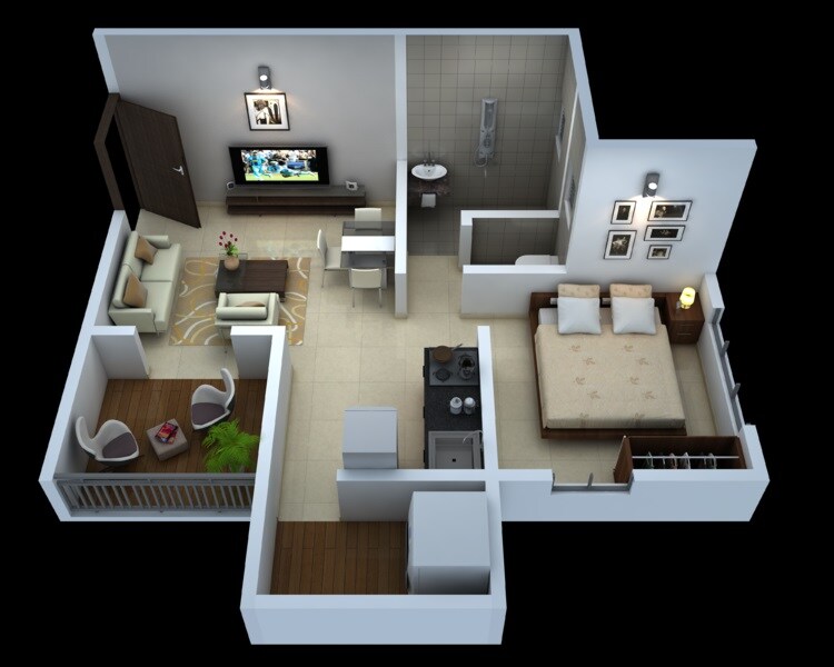 Floor plan of 1 BHK 564 Sq. Ft. Apartment in ARK Alfa Elegance, Pune