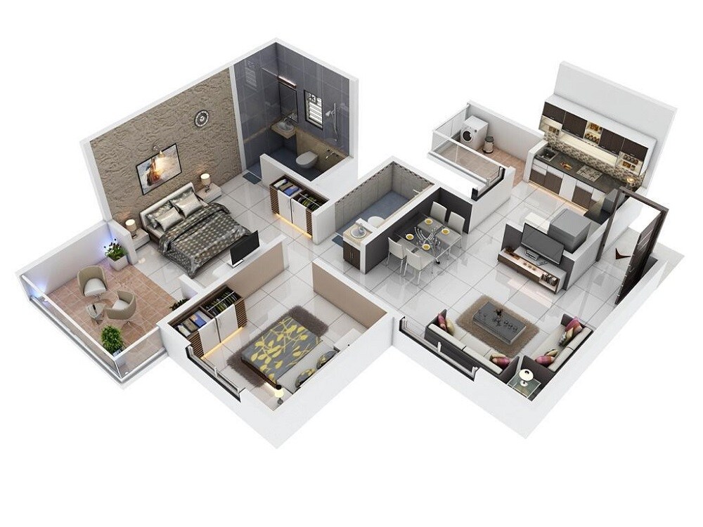Floor plan of 2 BHK 716 Sq. Ft. Apartment in Arko Star Vista, Pune