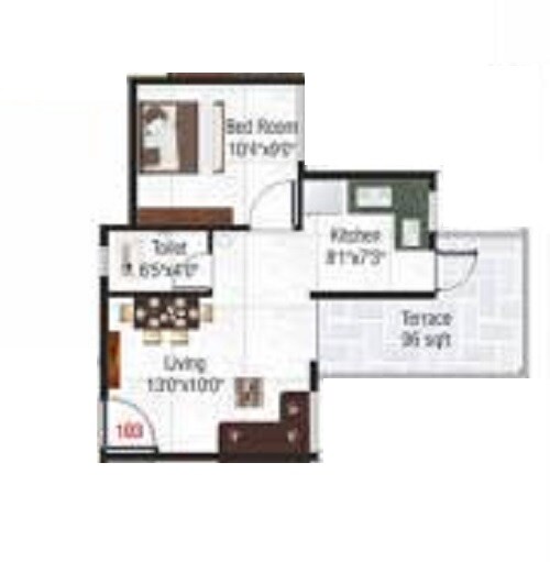 1 BHK 322 Sq. Ft. Apartment