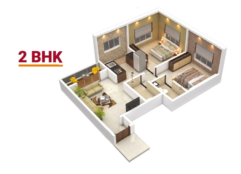 2 BHK 610 Sq. Ft. Apartment