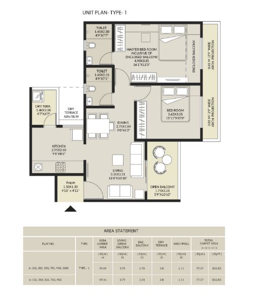 arvind elan apartment 2bhk 833sqft11