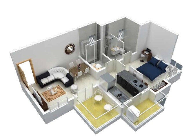 Floor plan of 1 BHK 495 Sq. Ft. Apartment in Aryavart Star Altair, Pune