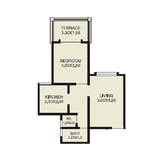 Floor plan of 1 BHK 549 Sq. Ft. Apartment in Aryavedant Palm Springs, Pune